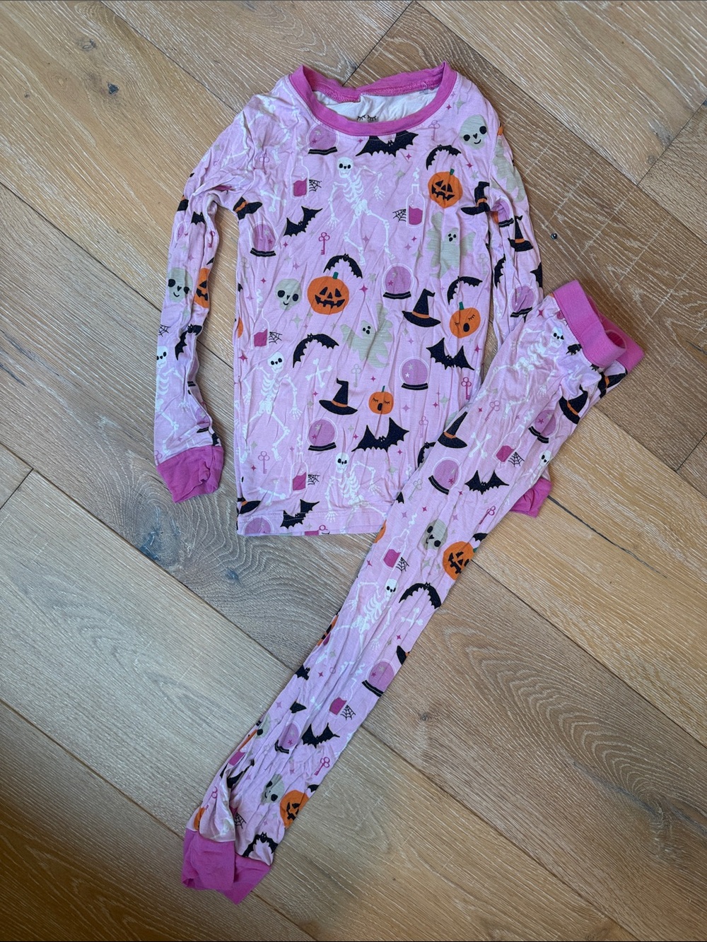 Little Sleepies Pink Halloween Pajama Set with Ghosts, Pumpkins & Bats